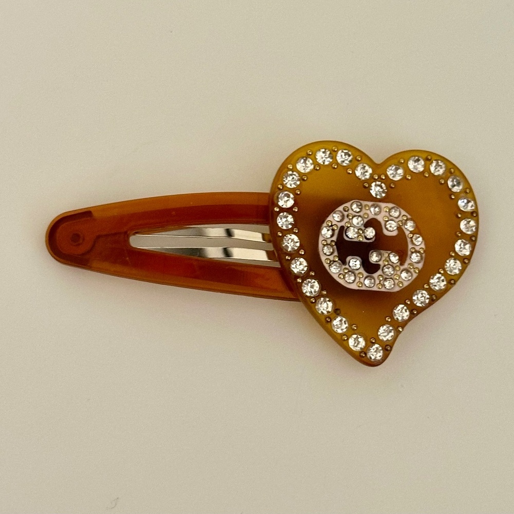 Gucci GG Monogram Heart Hair Clip